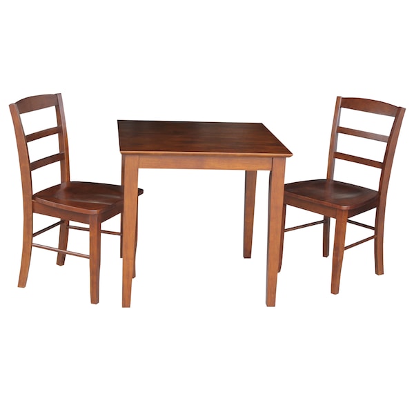 International Concepts Square 30X30 Dining Table with 2 Ladderback Chairs, Espresso, 30 W, 30 L, 30 in H, Wood, Espresso K581-3030S-C2P - main